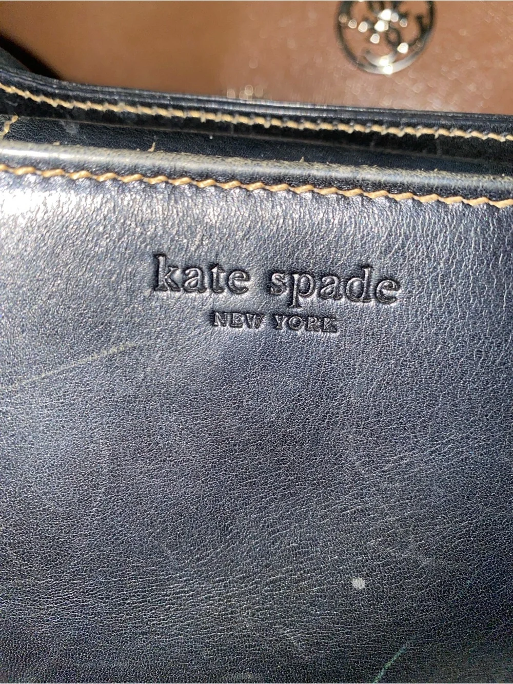 kate spade Black Leather Shoulder Bag with Logo Emboss - Picture 1 of 4